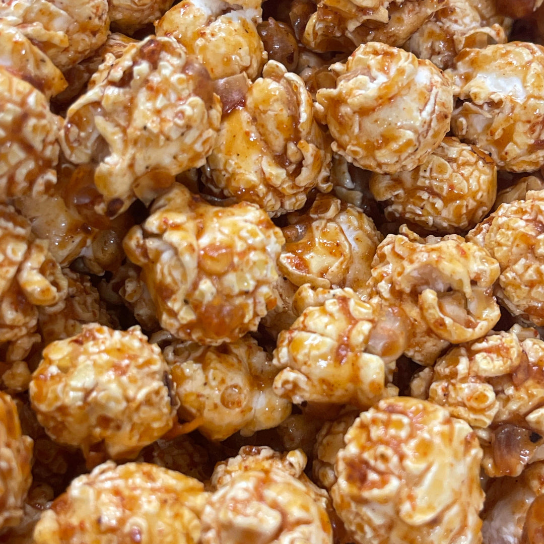 PopCornaa close-up of dairy free, 100% clean Sriracha Soul popcorn