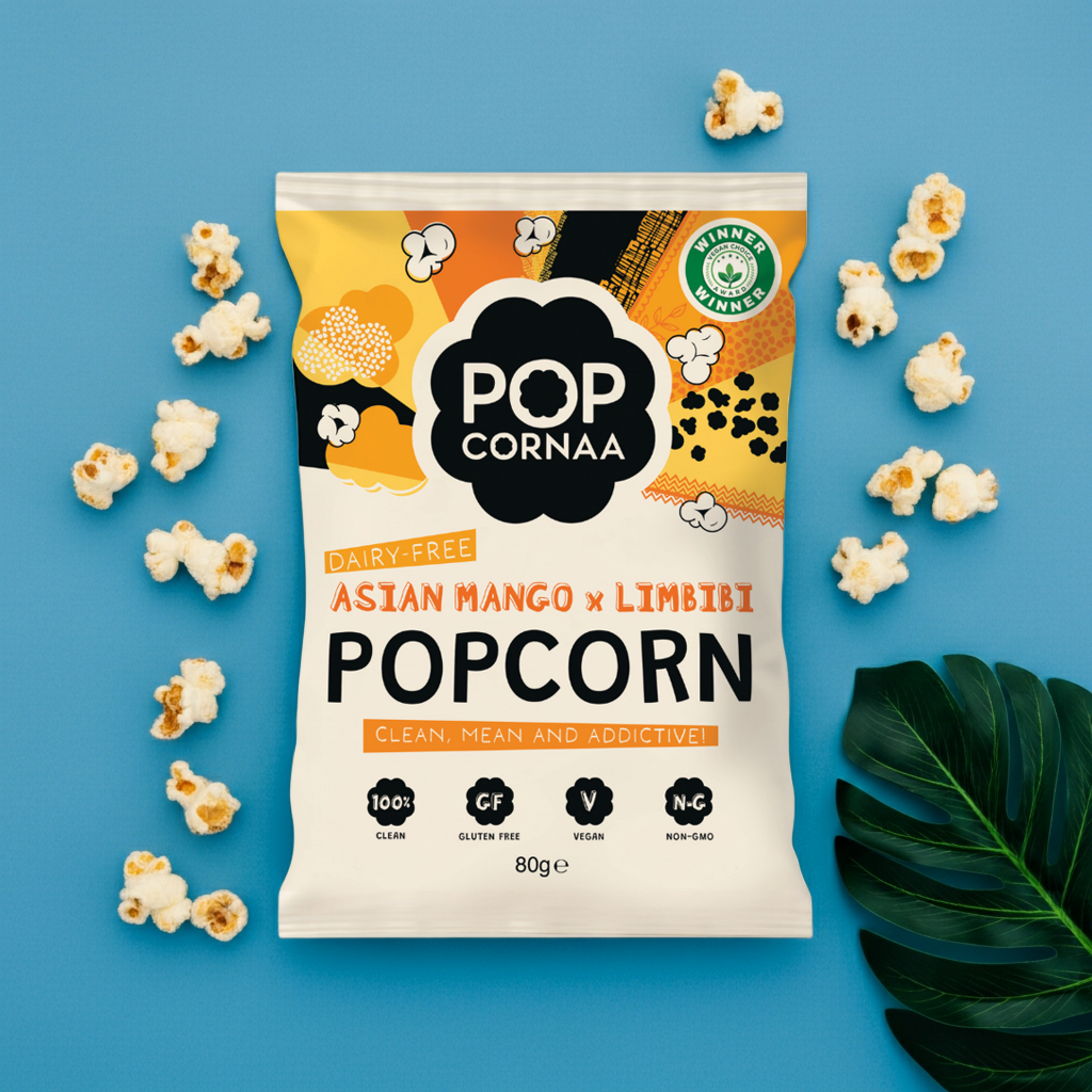 Asian Mango x Limbibi Popcorn - 80g Tropical Vegan Sweet & Tangy Snack
