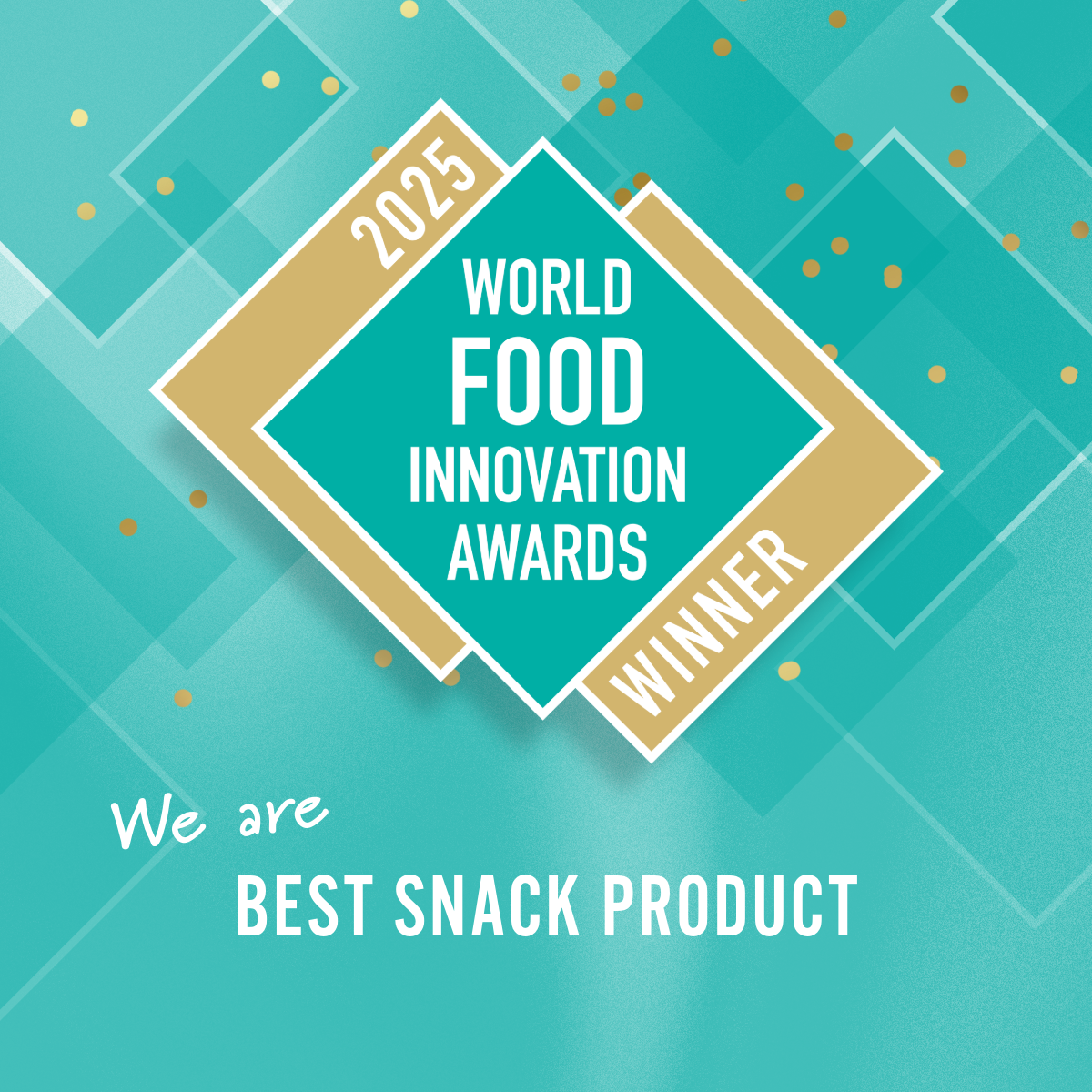 "PopCornaa wins Best Snack at the World Food Innovation Awards 2025 – trophy board