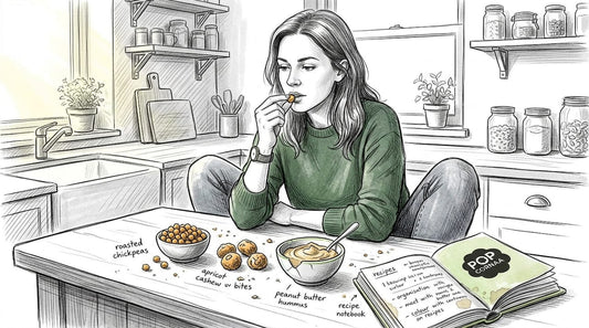 Woman sampling gourmet dairy-free snacks in kitchen