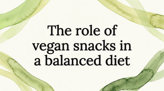 Decorative vegan snacks themed title card illustration