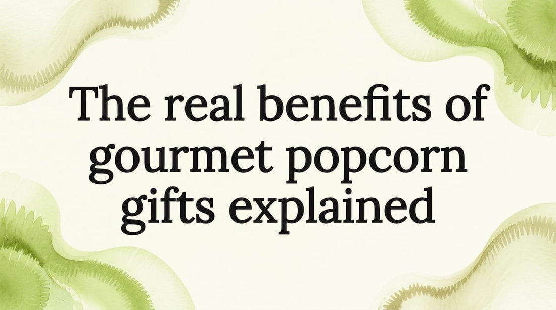 Decorative title card illustration for gourmet popcorn