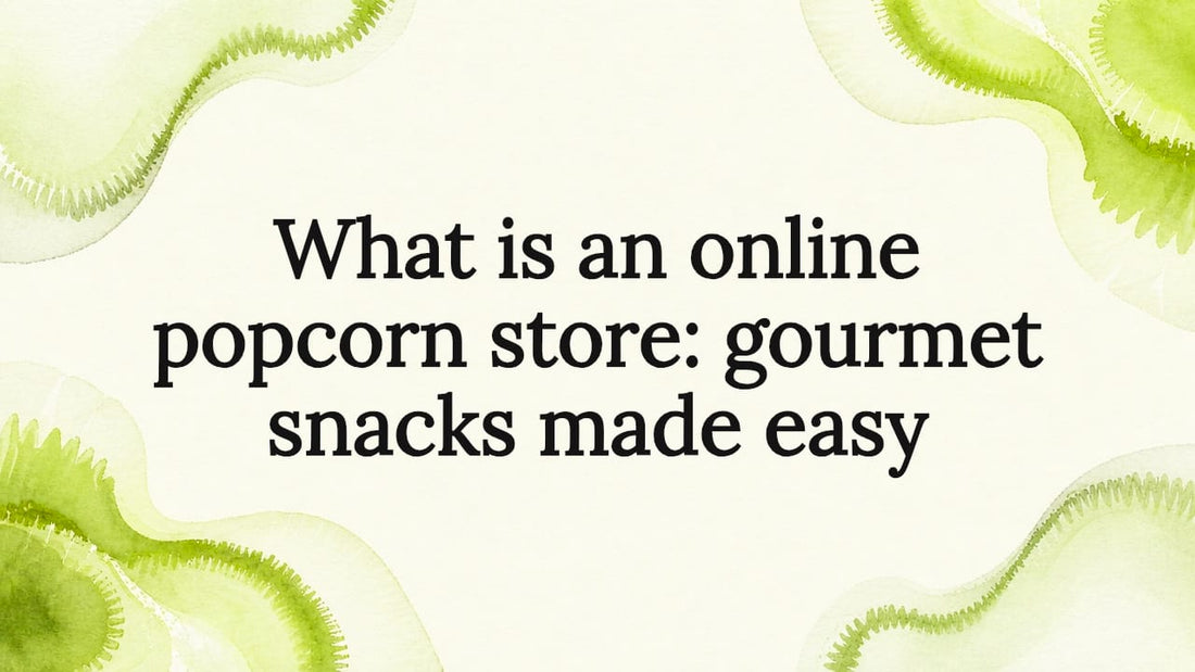 Decorative title card illustration for online popcorn store article