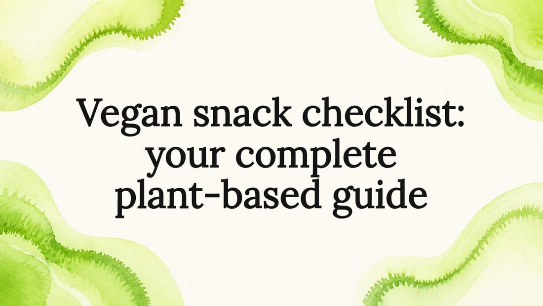 Decorative vegan snack checklist title card illustration