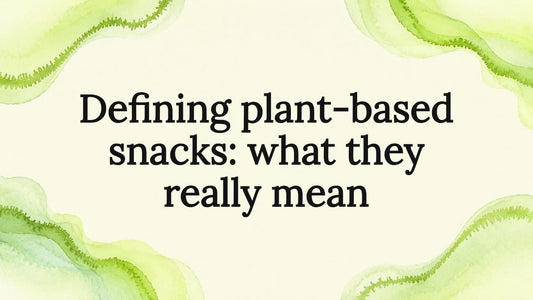 Decorative plant-based snack title card illustration