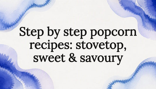 Decorative popcorn recipe title-card illustration