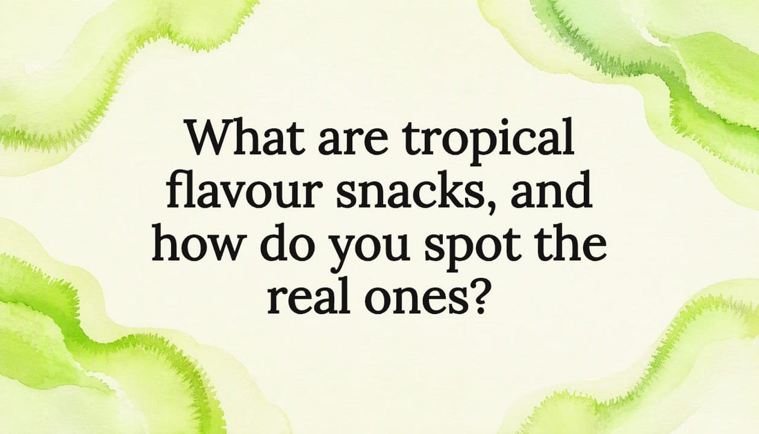 Decorative tropical flavour snacks title card illustration