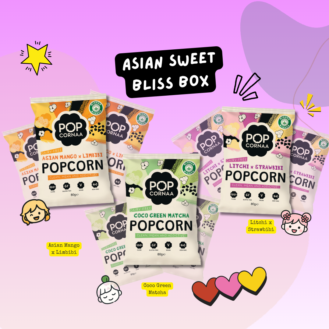 Asian Sweet Bliss Box - 9x80g Vegan Tropical Fruit Popcorn Collection