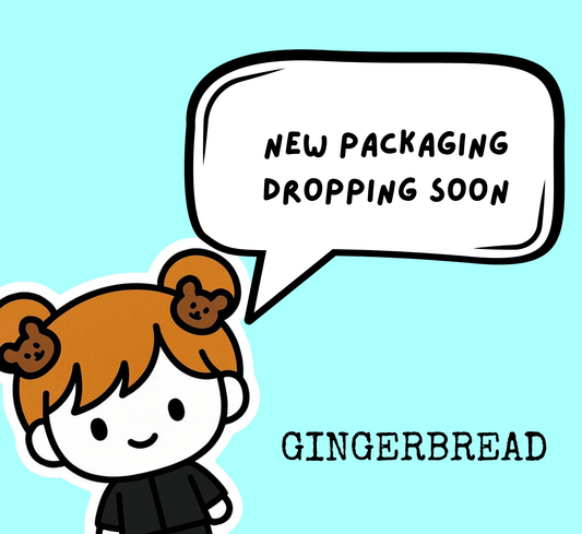 PopCornaa Gingerbread  New Pacakaging Coming Soon speech bubble