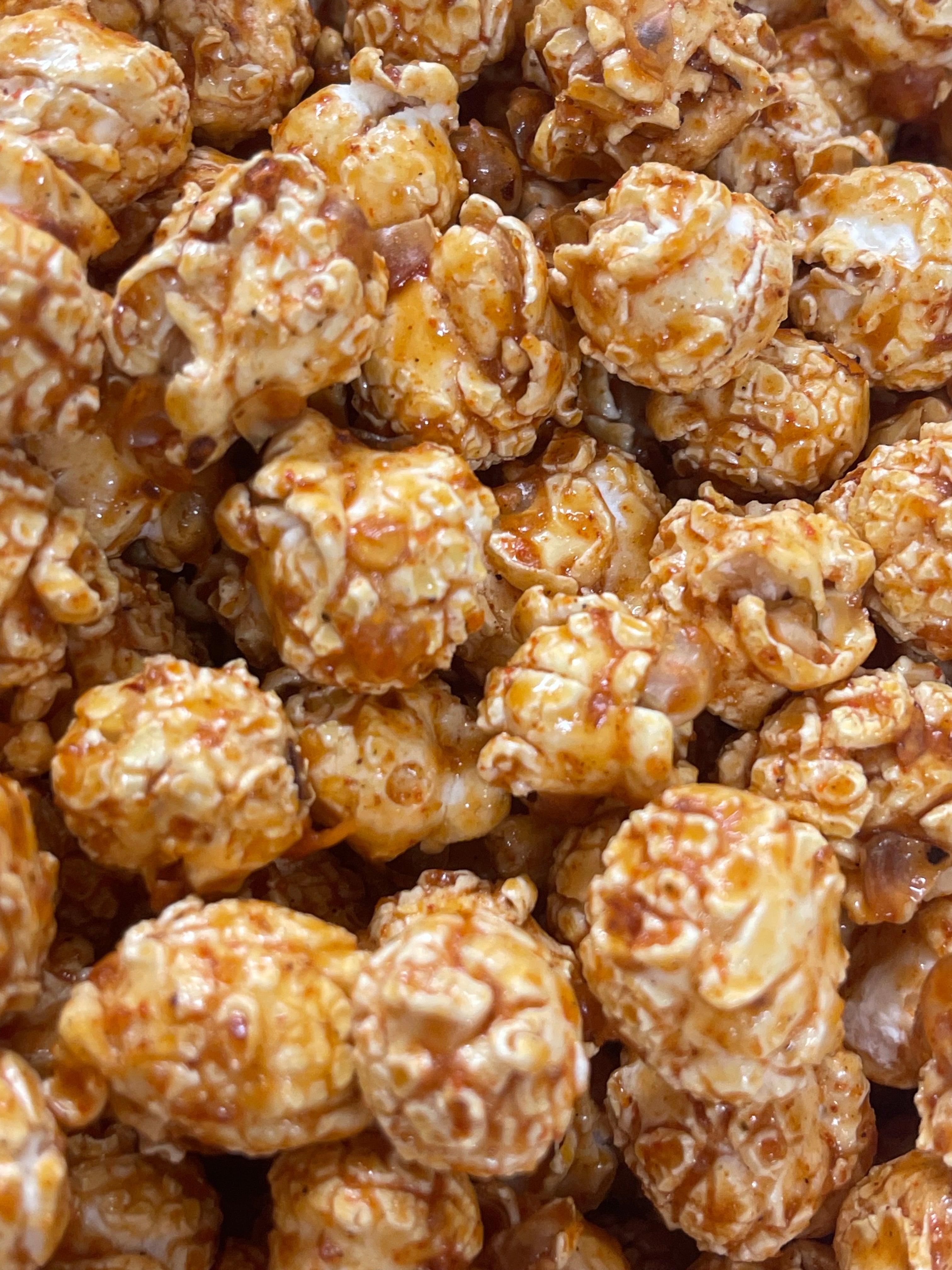 PopCornaa close-up of dairy free, 100% clean gingerbread popcorn.