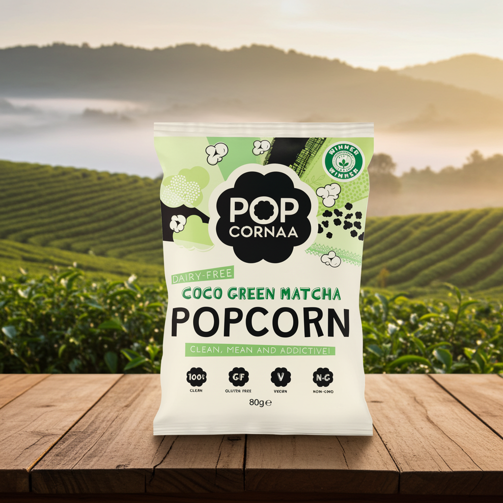 Coco Green Matcha Popcorn - 80g Vegan Green Tea x Coconut Sweet Snack